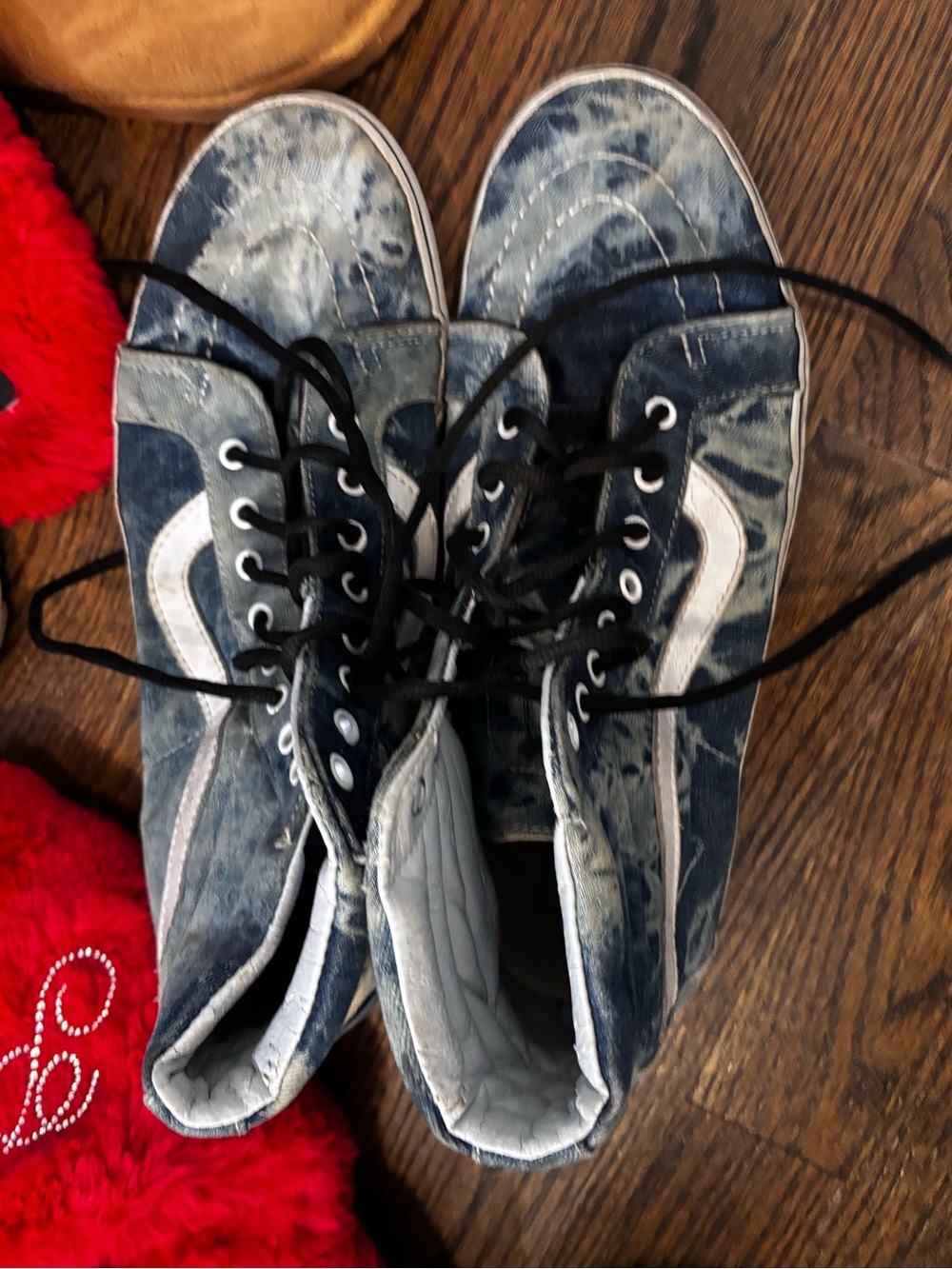 Old Vans Blue Tie-Dye High-Top Sneakers with White Stripe